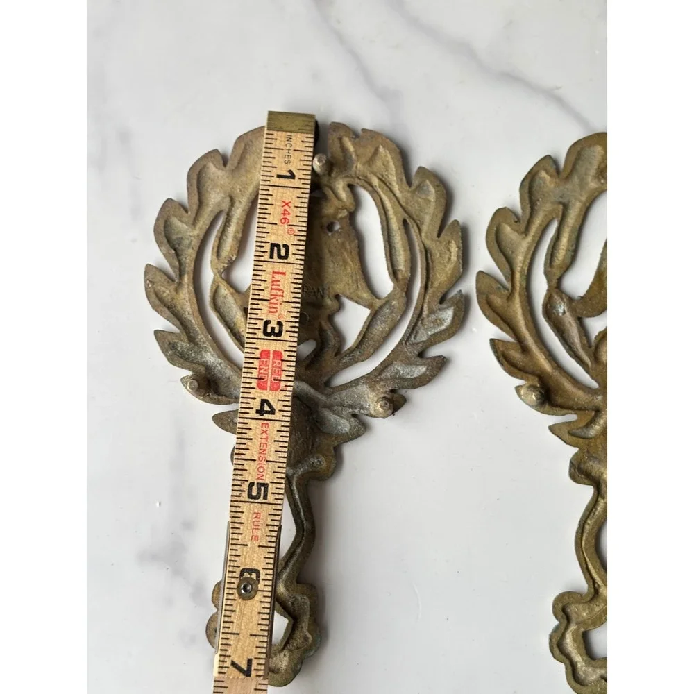 Vintage Brass Eagle Wreath Trivet Set of 2 Made in Japan Heart Detail 7